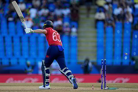 Jos Buttler is bowled by Ruben Trumpelmann